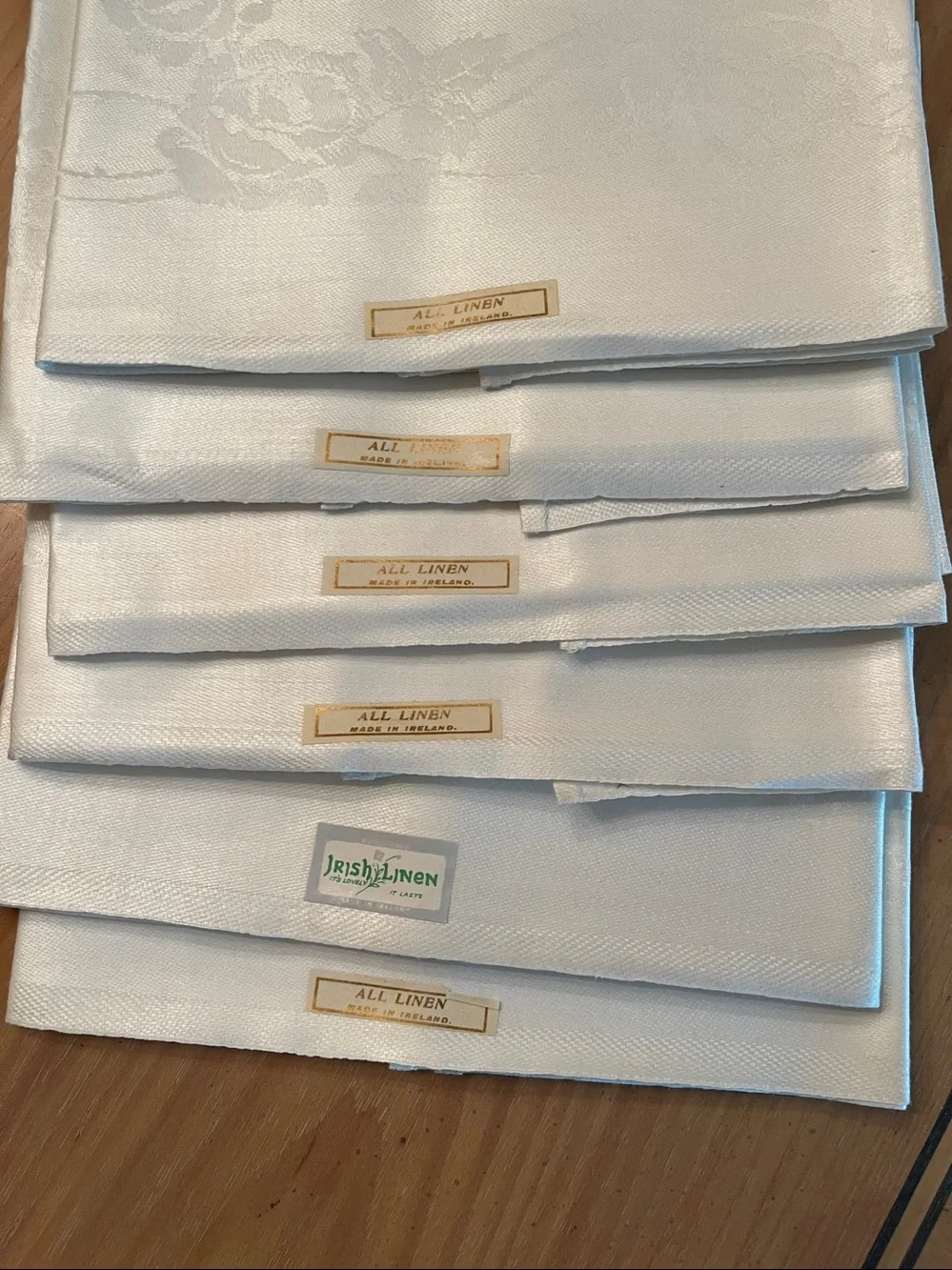 Vintage “never used” Rose pattern Irish linen Napkins